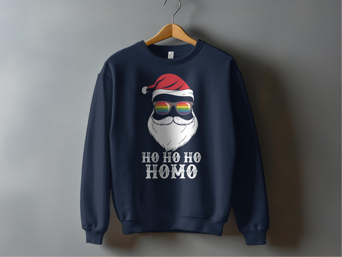 Santa Ho Ho Ho Homo Rainbow Glasses Sweater product type