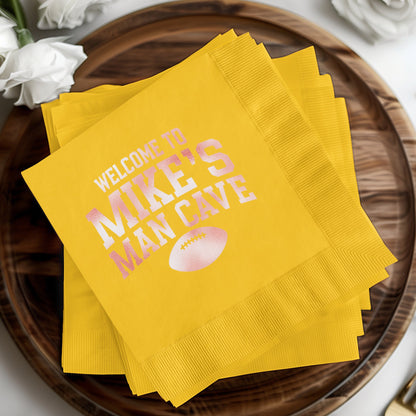 Welcome to Mike's Man Cave Football Themed Napkin Product
