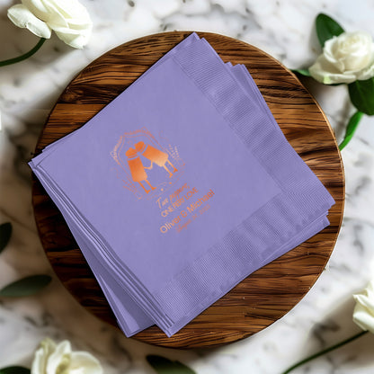 Two Penguins Love Napkins Personalized Custom Product