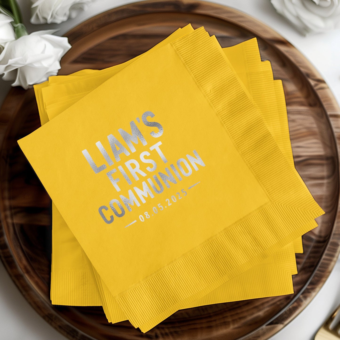 Custom Yellow First Communion Party Napkins product type