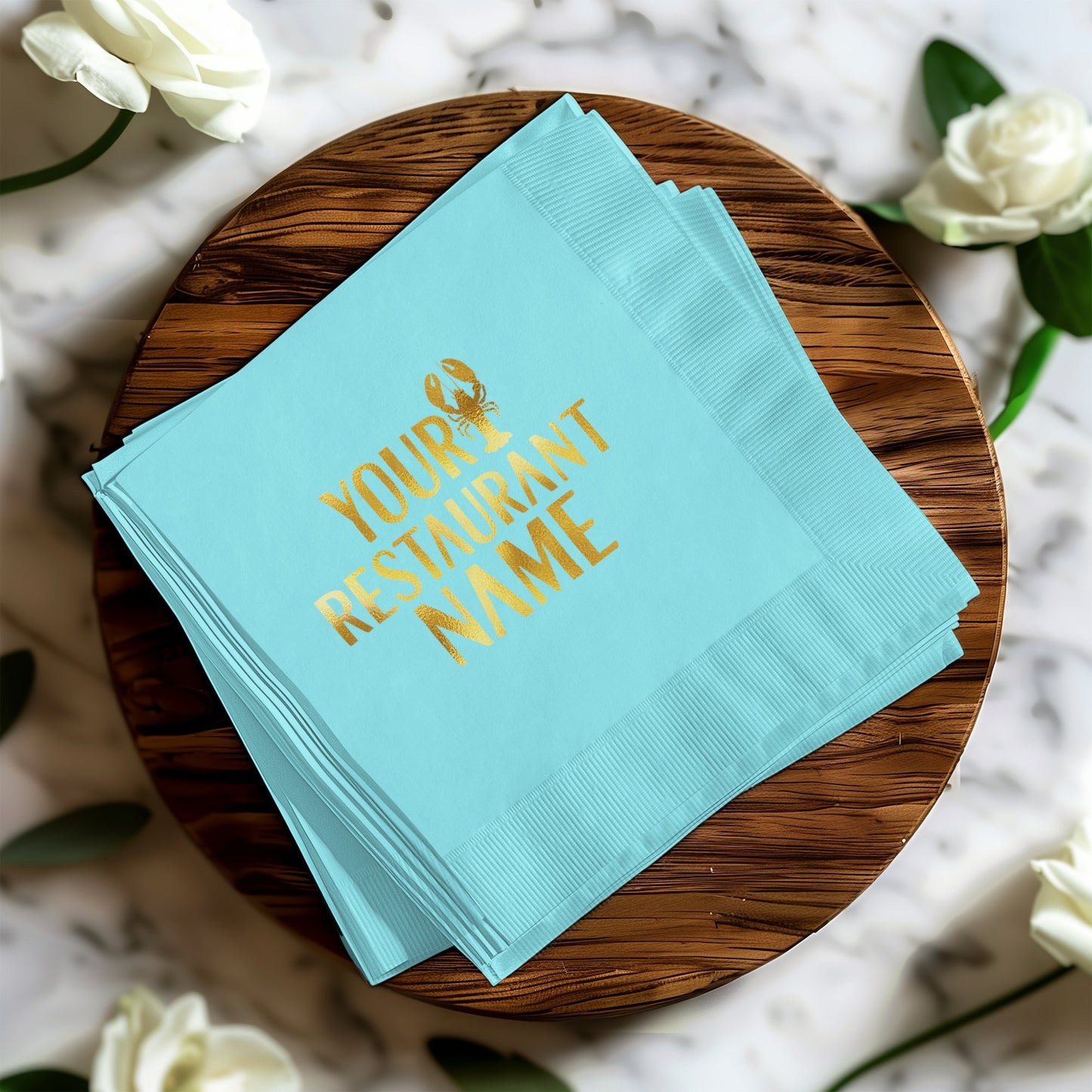 Personalized Restaurant Logo Blue Napkin product