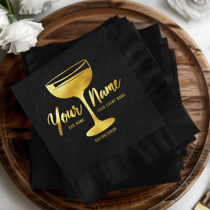 Custom Engraved Black Cocktail Napkins for Events product type