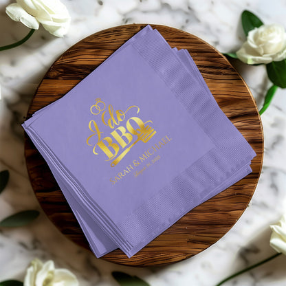 I Do BBQ Golden Print Personalized Napkin product