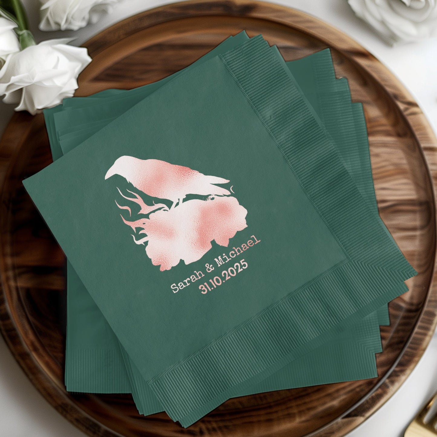 Personalized Wedding Raven and Tree Print Napkins product