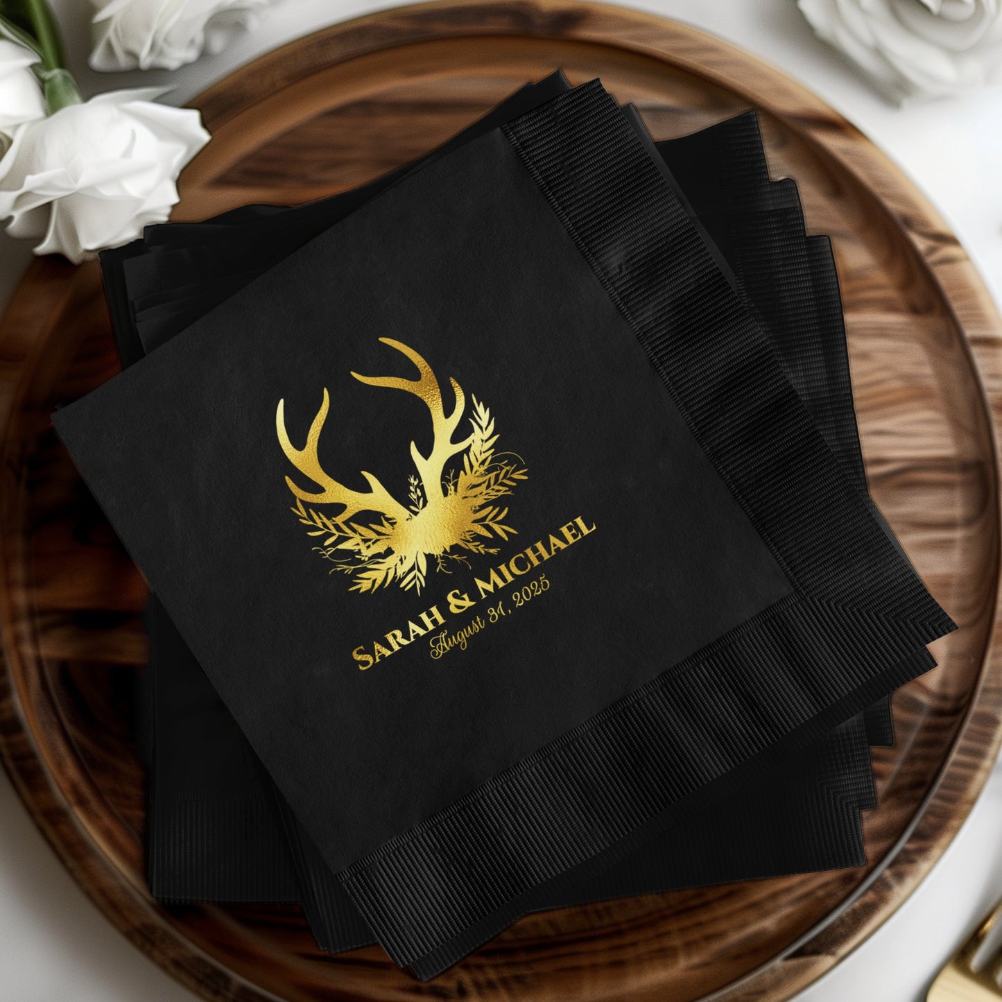 Personalized Wedding Black Napkin product