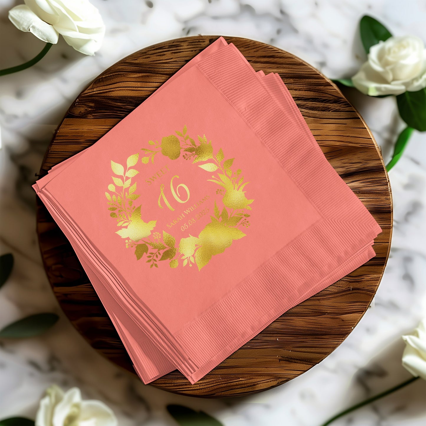 Sweet 16 Floral Wreath Pink Party Napkin product