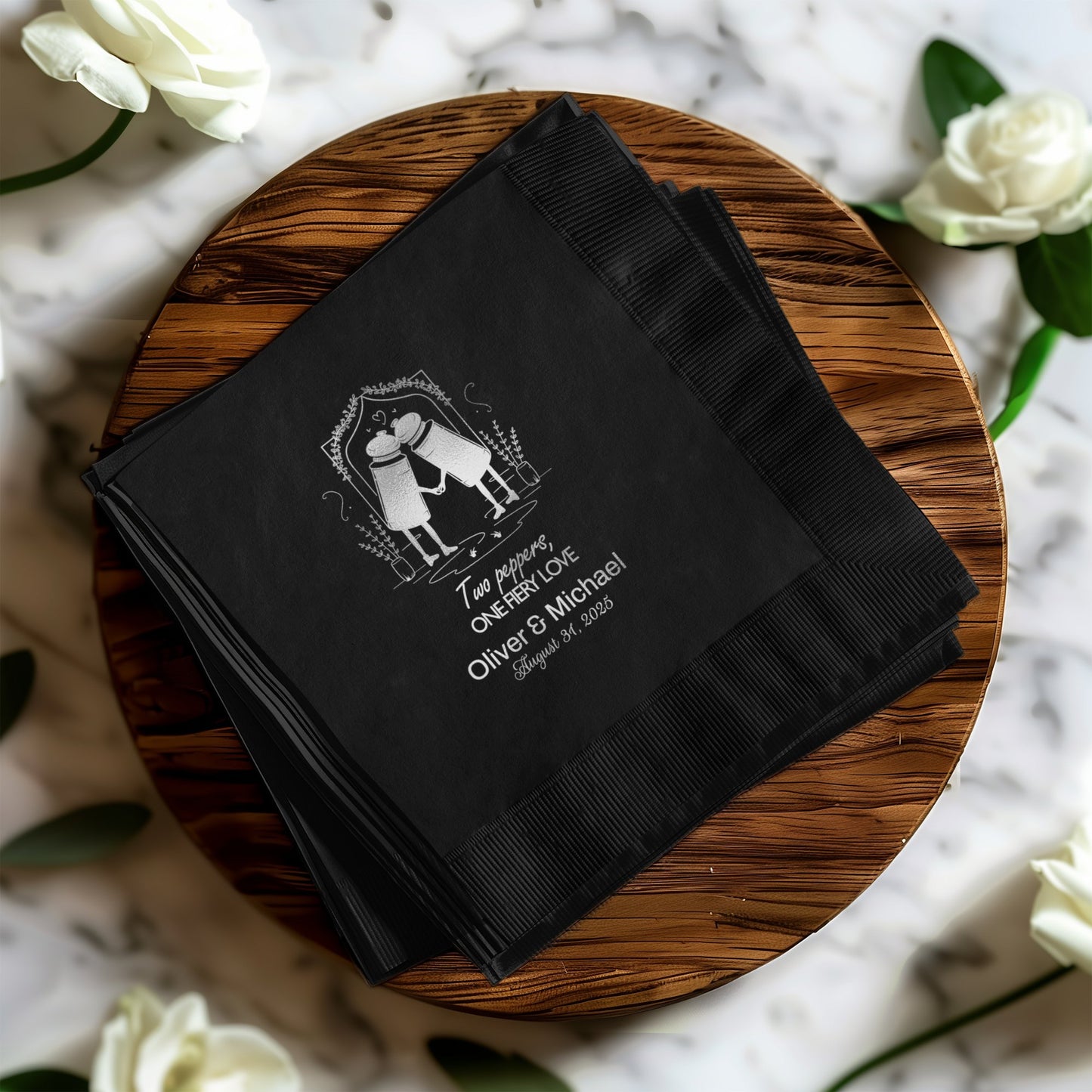 Personalized Wedding Date and Names Paper Napkin product