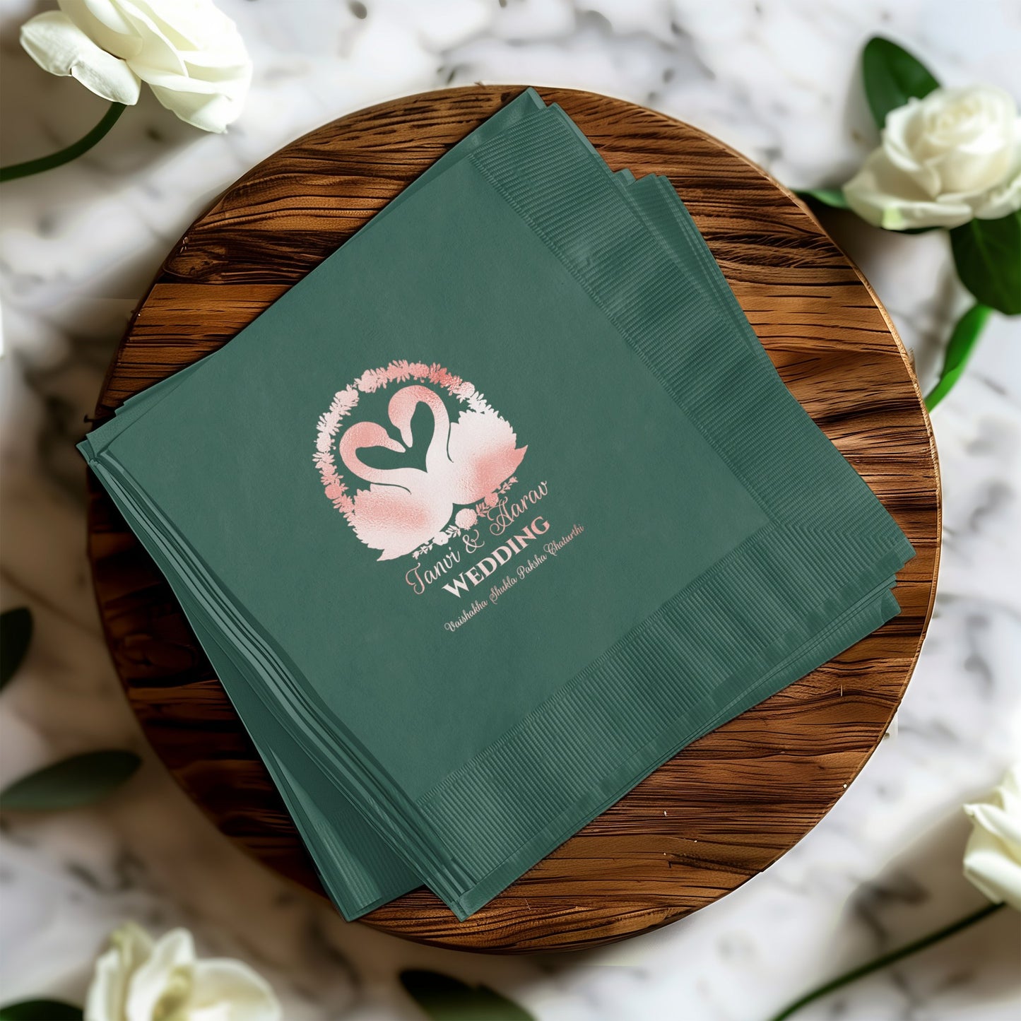 Elegant Swan Wedding Personalized Napkin product
