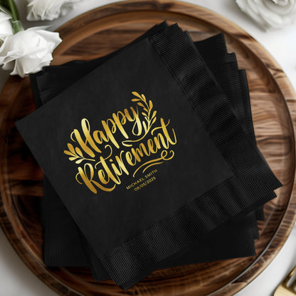 Happy Retirement Personalized Black Party Napkins product