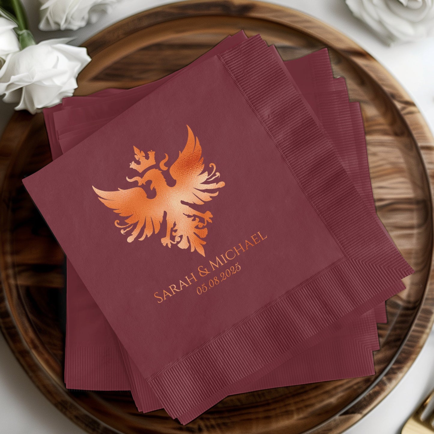 Elegant Custom Burgundy Wedding Napkins product type