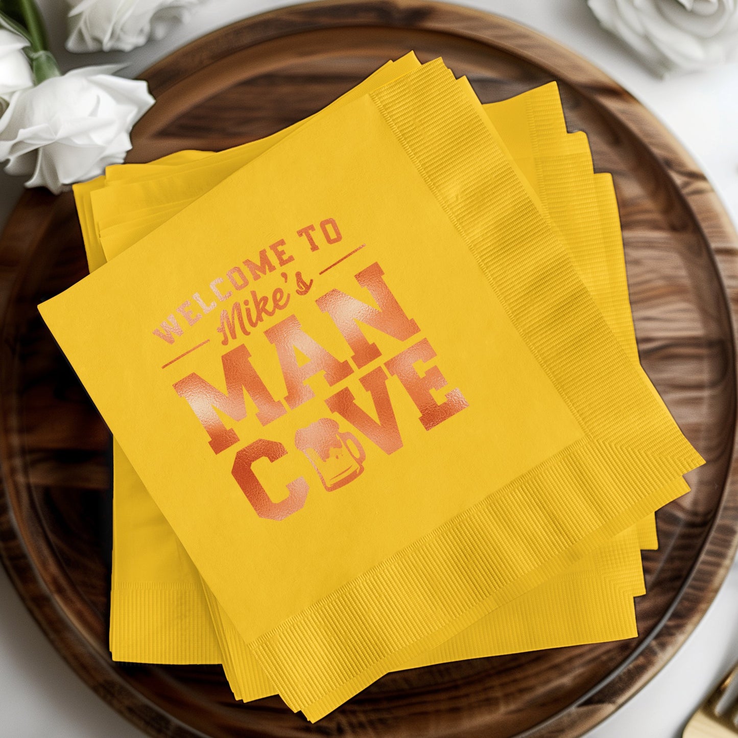 Welcome to Mike's Man Cave Beverage Napkins product