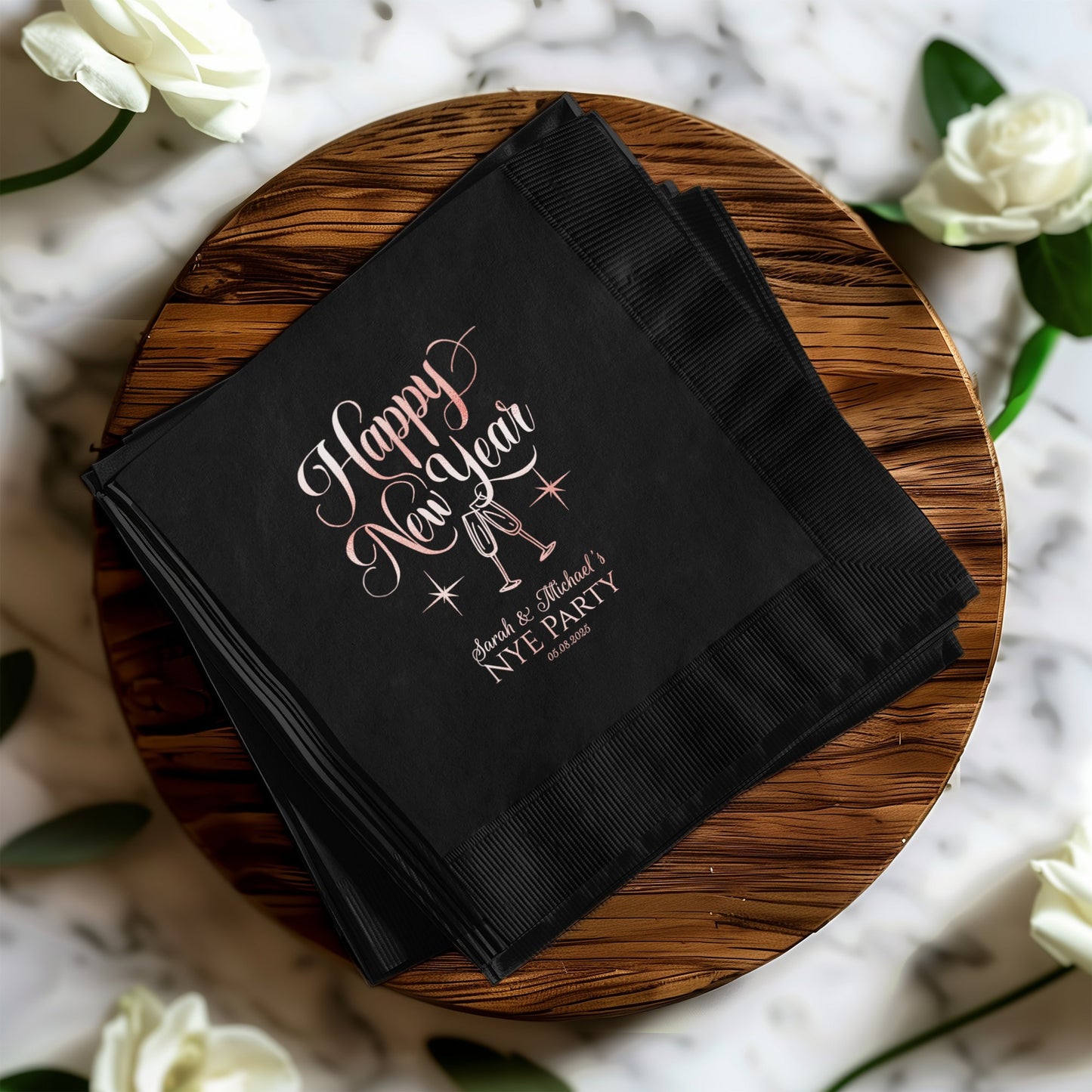Elegant Black Happy New Year Party Napkins product