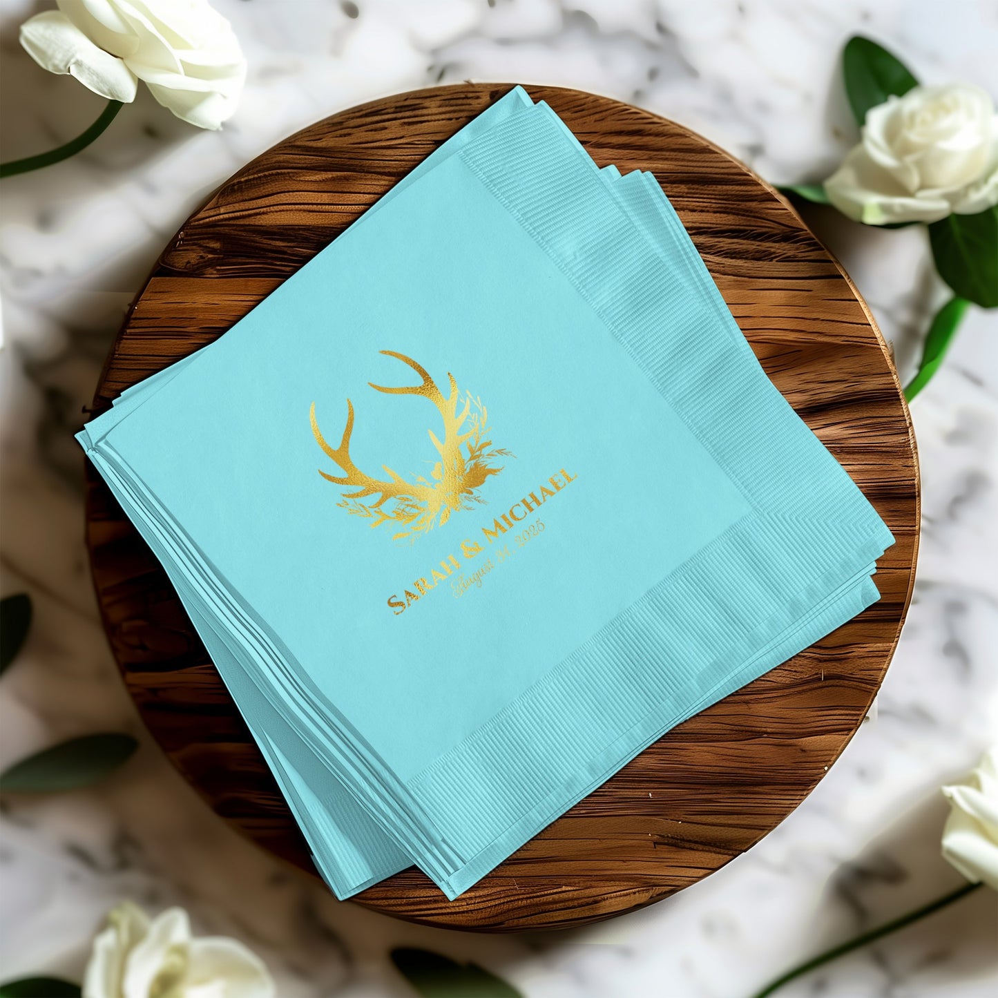 Personalized Wedding Antler Design Napkins product type