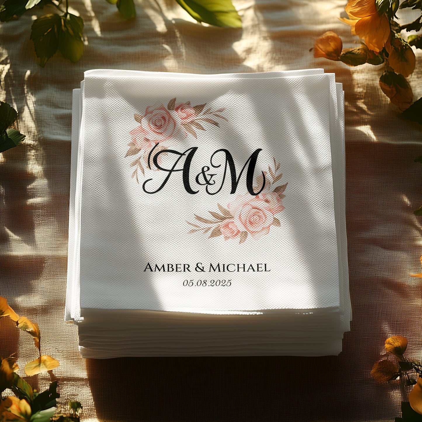 Elegant Floral Monogram Wedding Napkins product