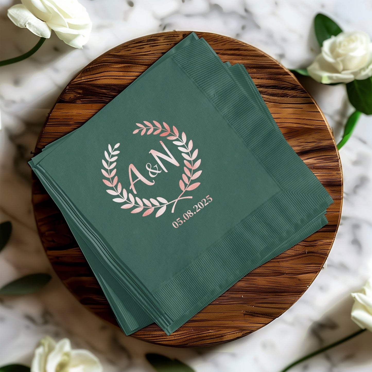 Personalized Green Wedding Napkins Unique Decor product