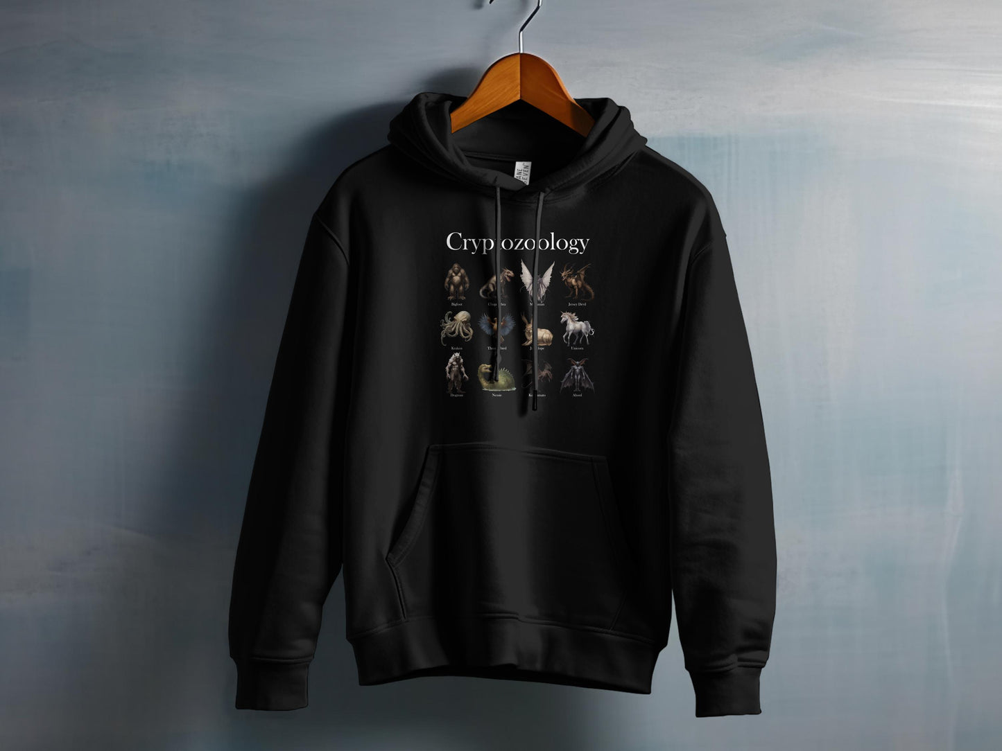 Cryptozoology Themed Black Graphic Hoodie product