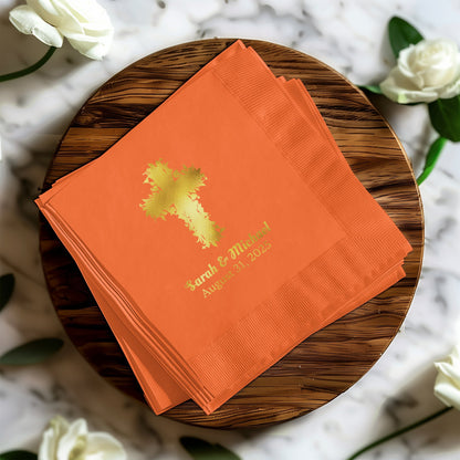 Personalized Wedding Date Cross Napkin product