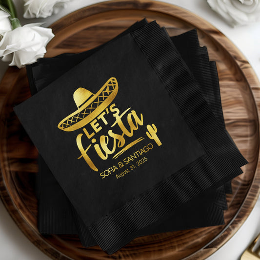 Let's Fiesta Personalized Black Party Napkins product