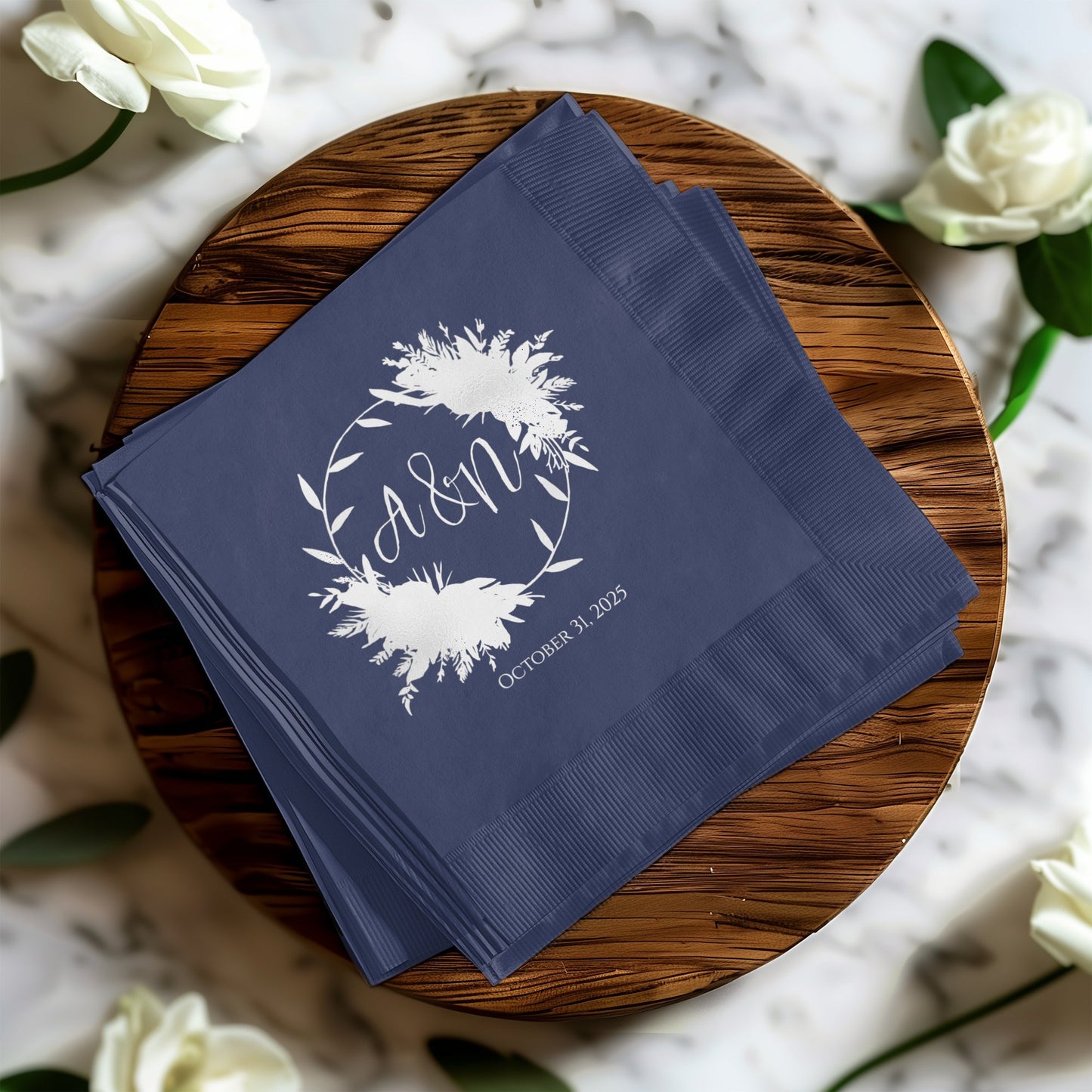 Personalized Floral Design Monogrammed Napkins product