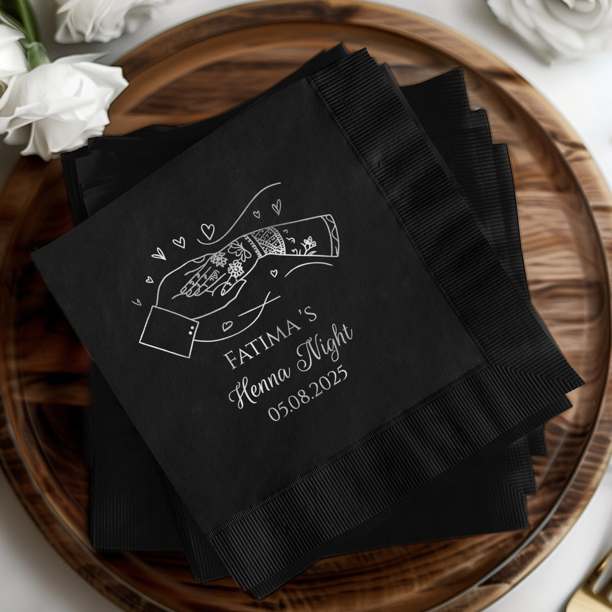 Personalized Henna Night Black Napkin product