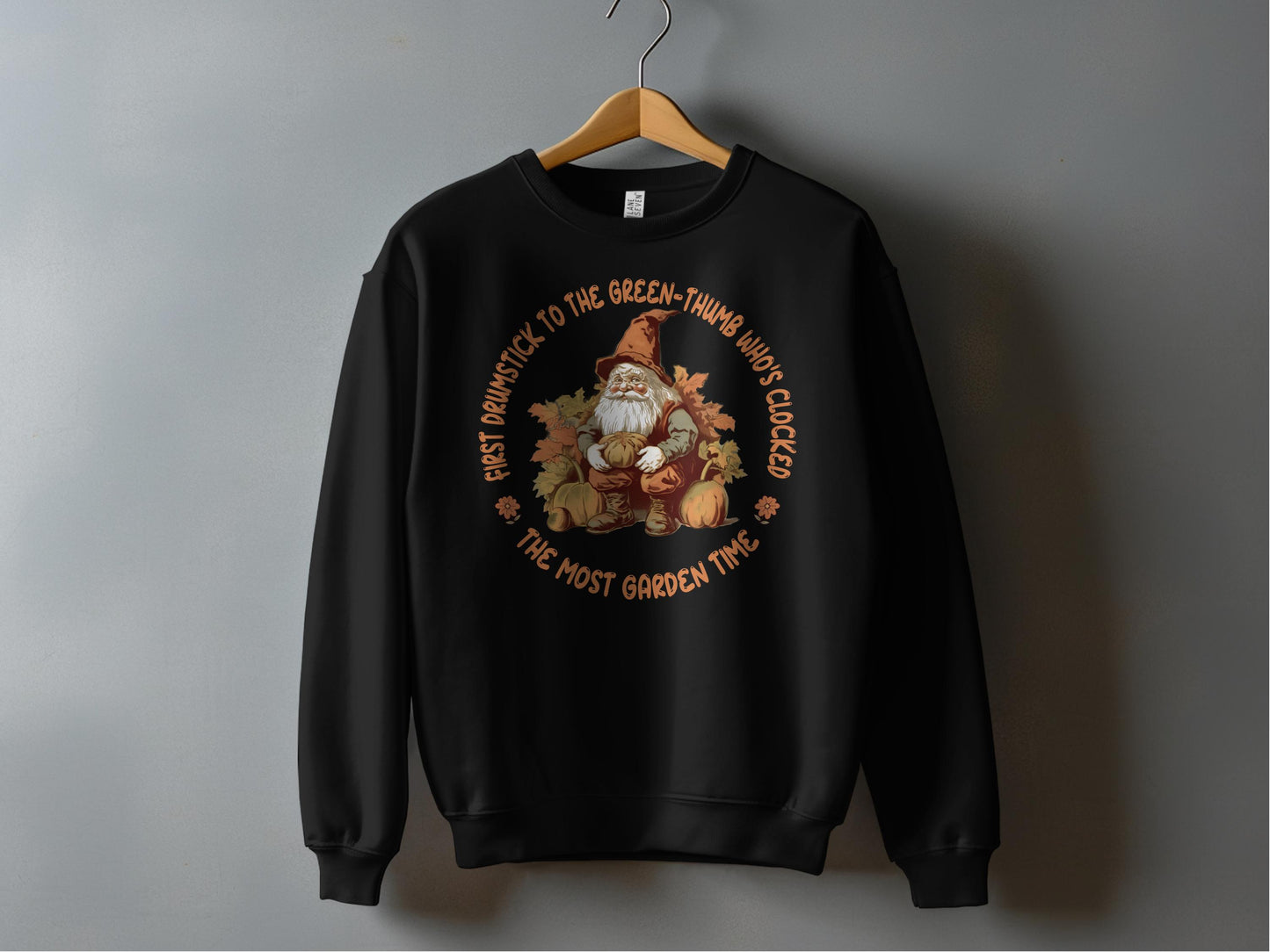 Gardening Themed Santa Gnome Unisex Black Sweatshirt product type