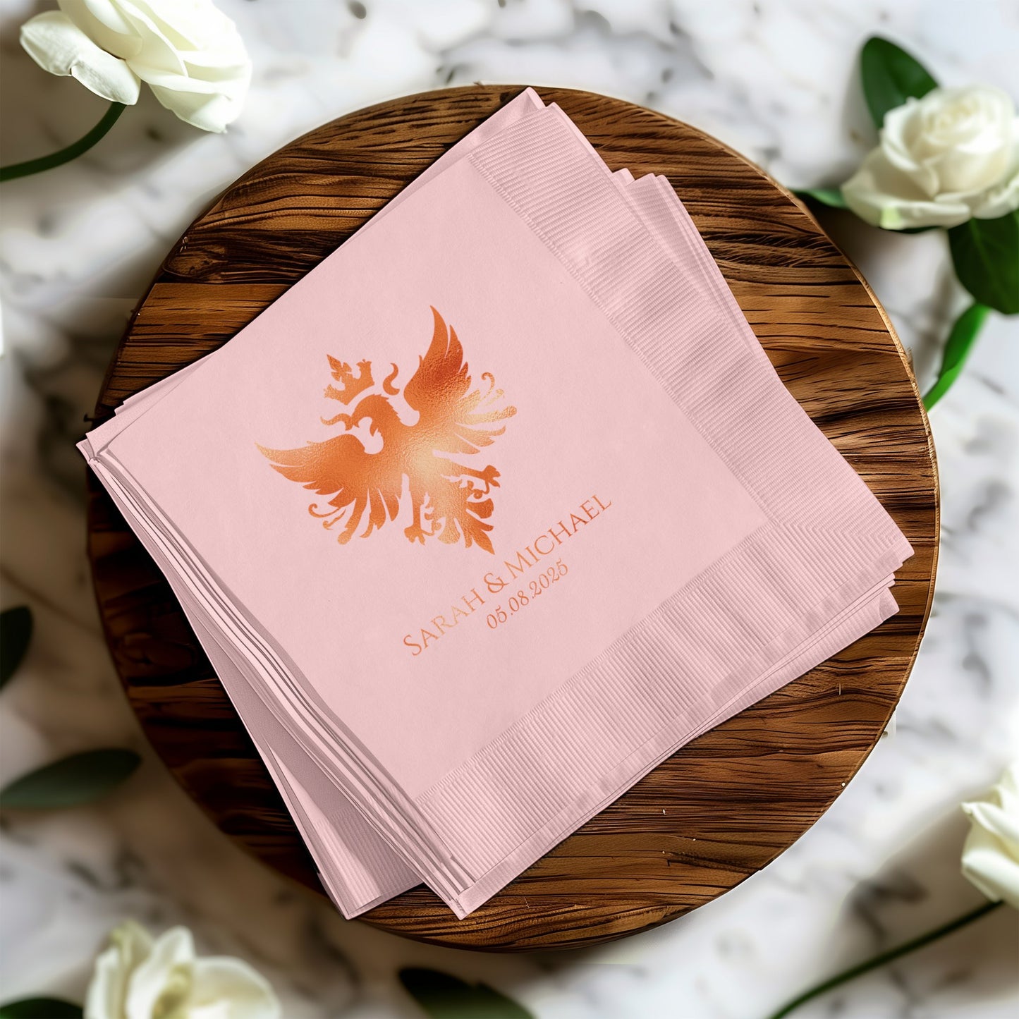 Elegant Custom Pink Napkins Wedding Party product type