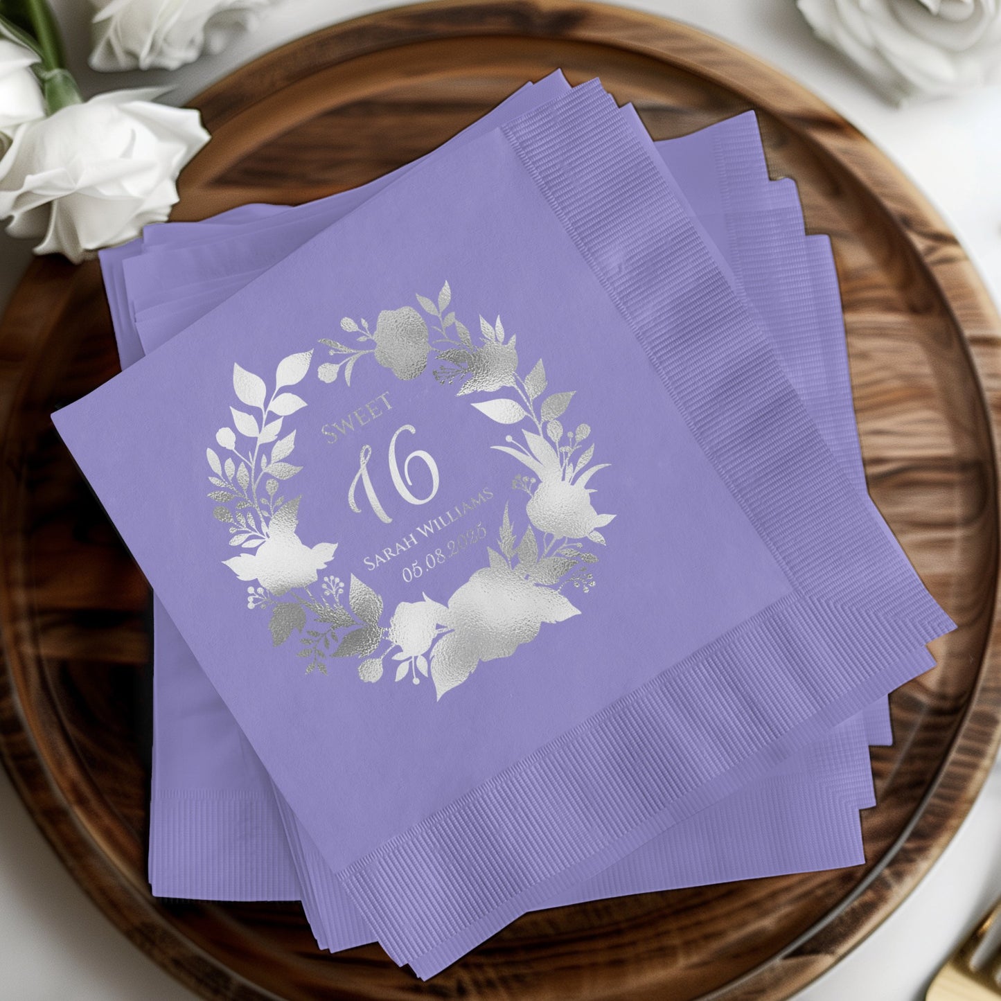Sweet 16 Personalized Purple Napkins product