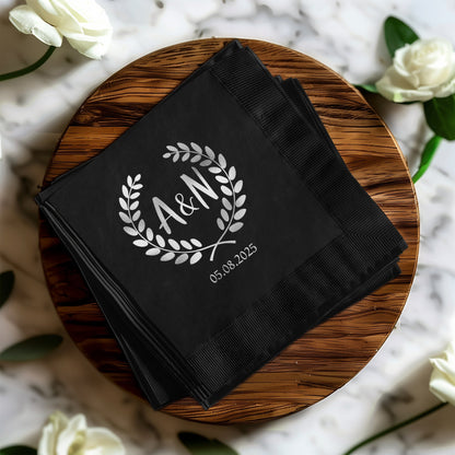 Personalized Black Wedding Napkins Unique Party Product