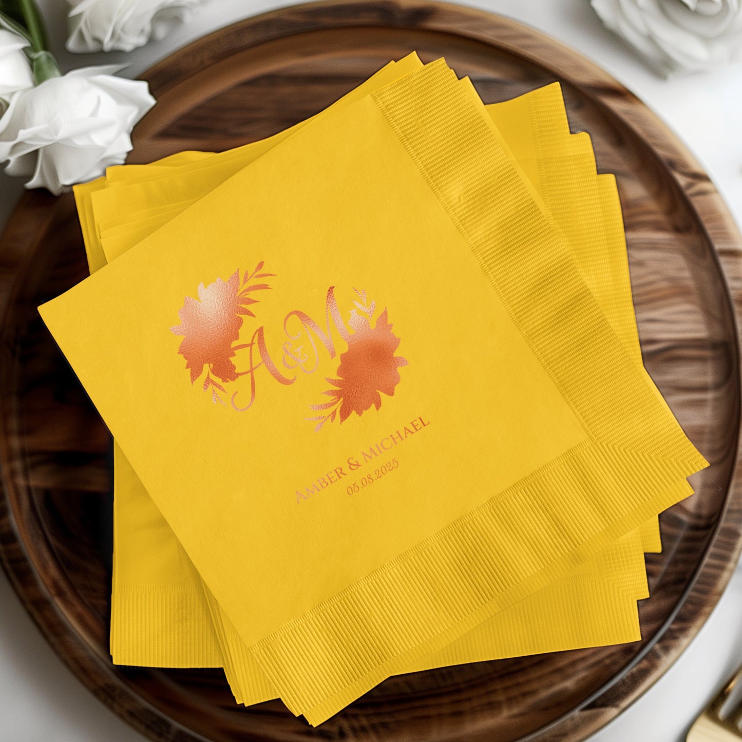 Personalized Wedding Initials Embossed Paper Napkin product