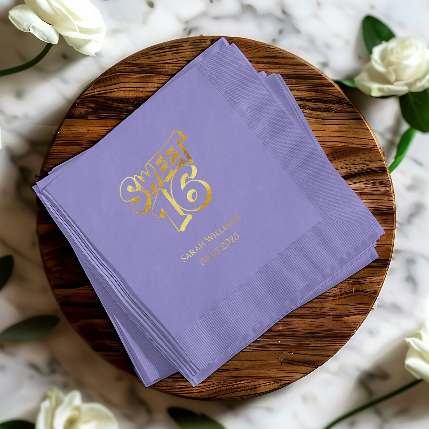 Sweet 16 Custom Purple Party Napkins product type