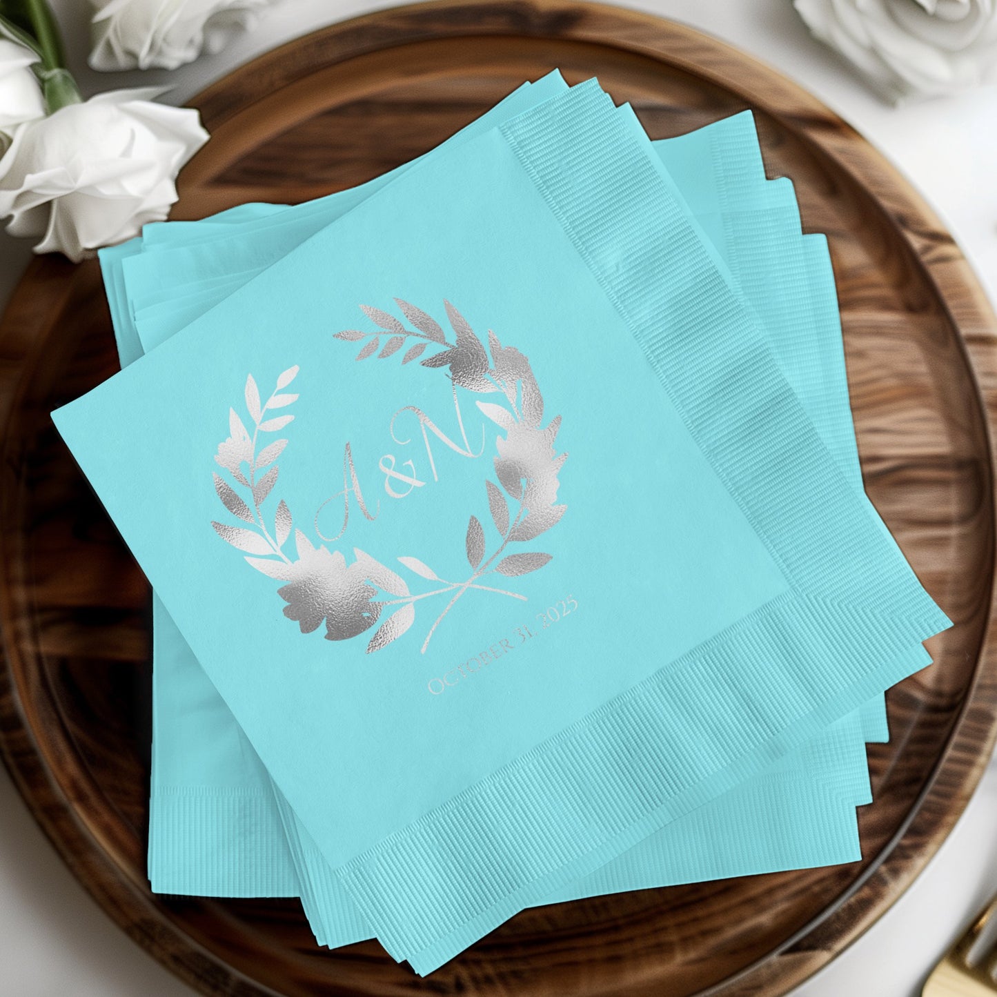 Personalized Blue Wedding Napkins Custom Party product