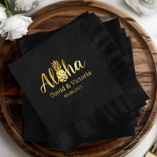 Aloha Custom Black Wedding Napkins product type