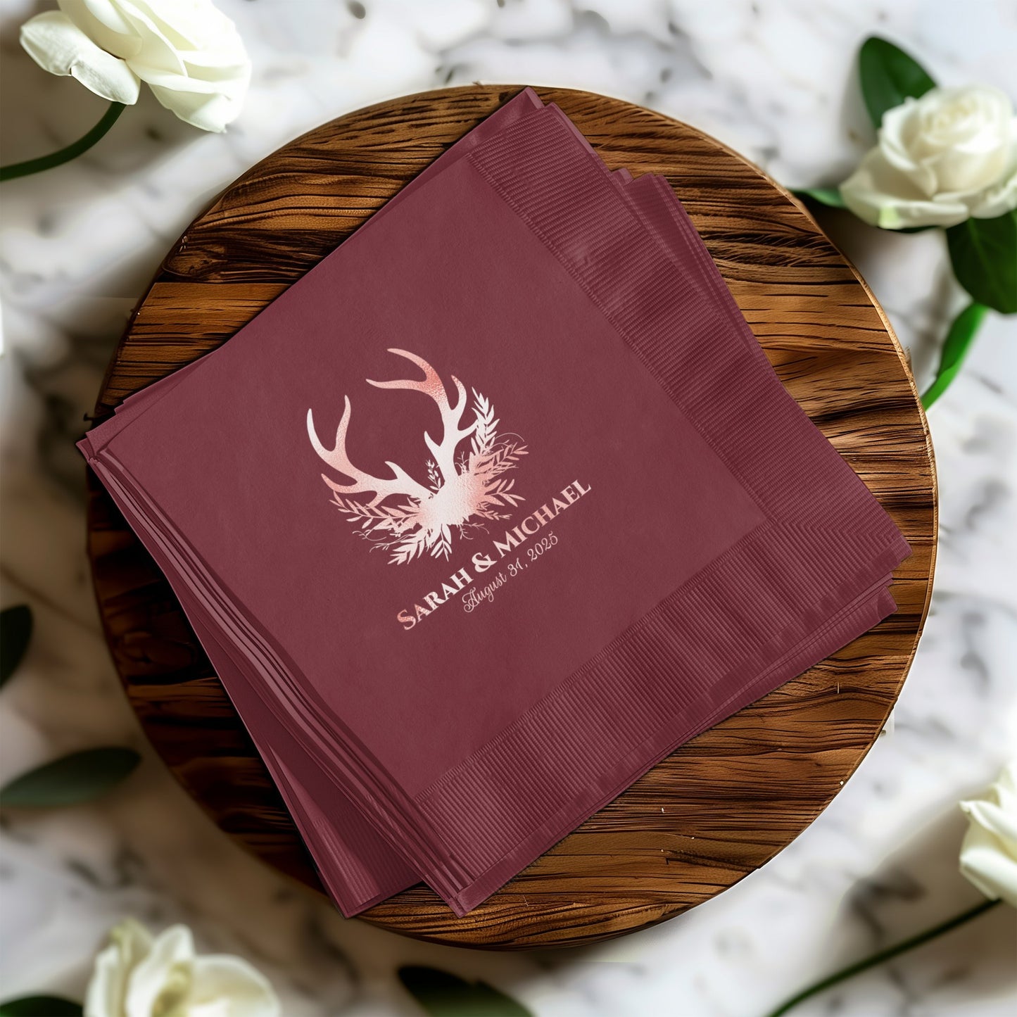 Personalized Wedding Deer Antler Custom Napkin product