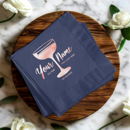 Personalized Blue Cocktail Party Napkins product type