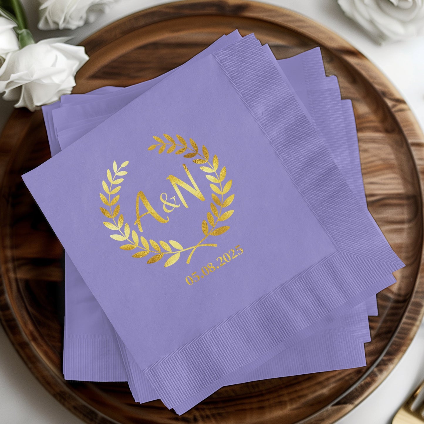 Personalized Wedding Initials and Date Napkin Product