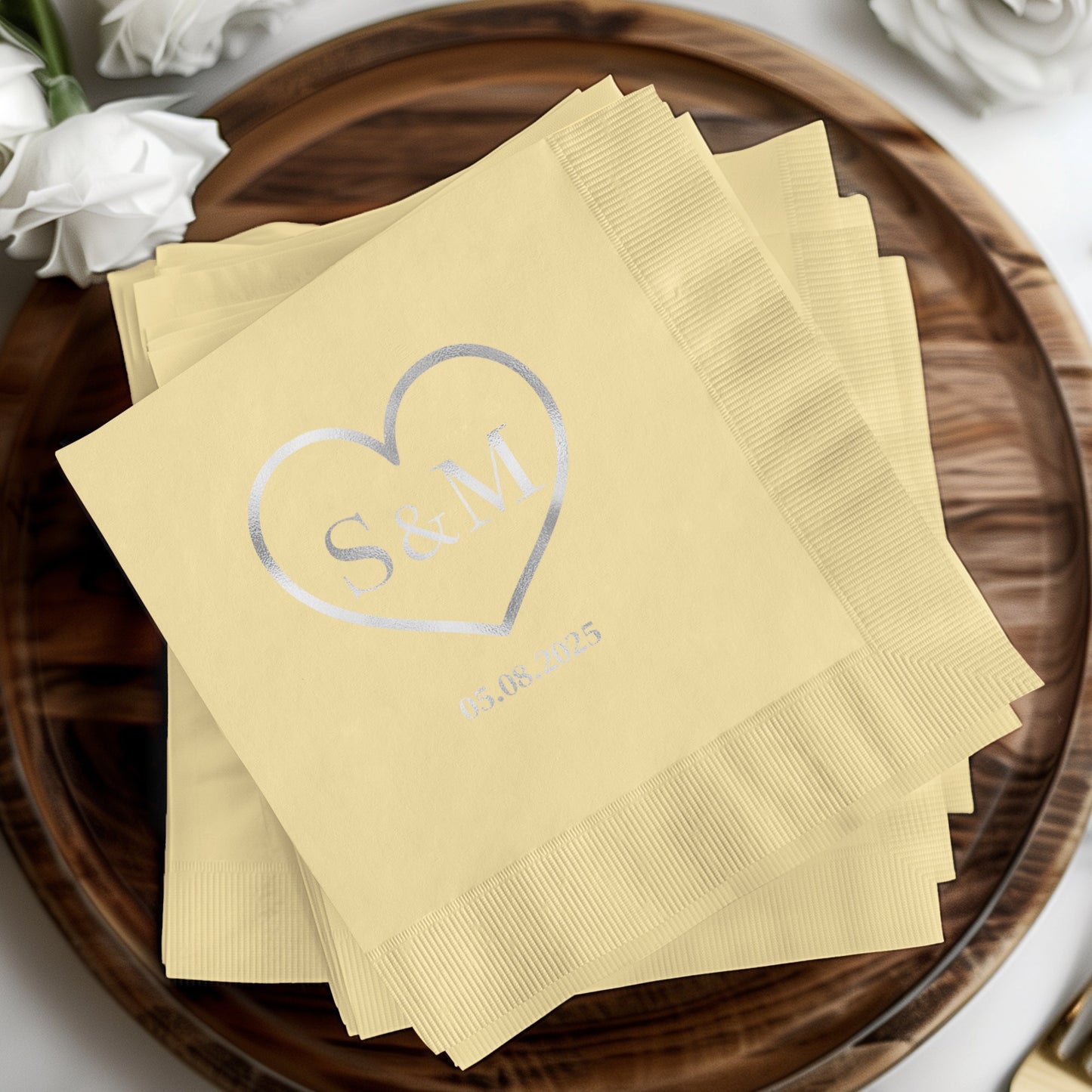 Personalized S&M Heart Design Wedding Napkin product type
