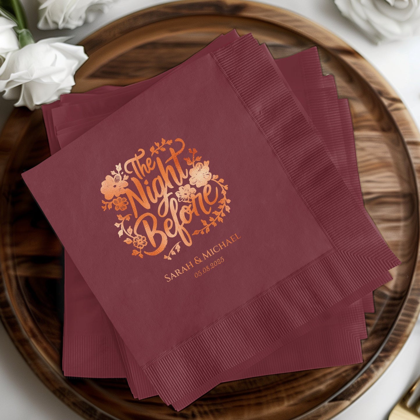 The Night Before Sarah and Michael Custom Napkins product type