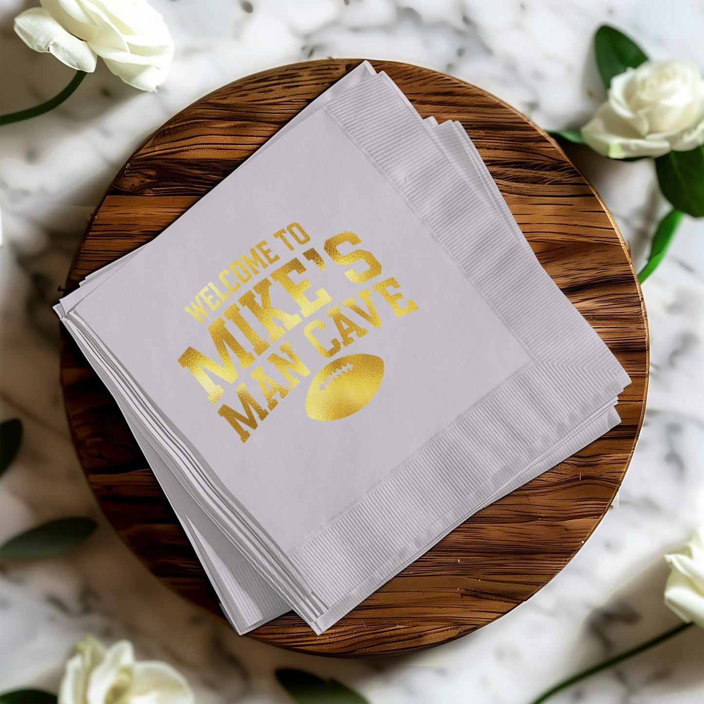 Welcome to Mike's Man Cave Football Napkin product type