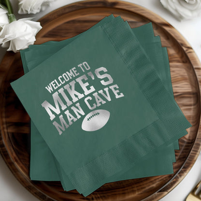 Welcome To Mike's Man Cave Football Napkins product type