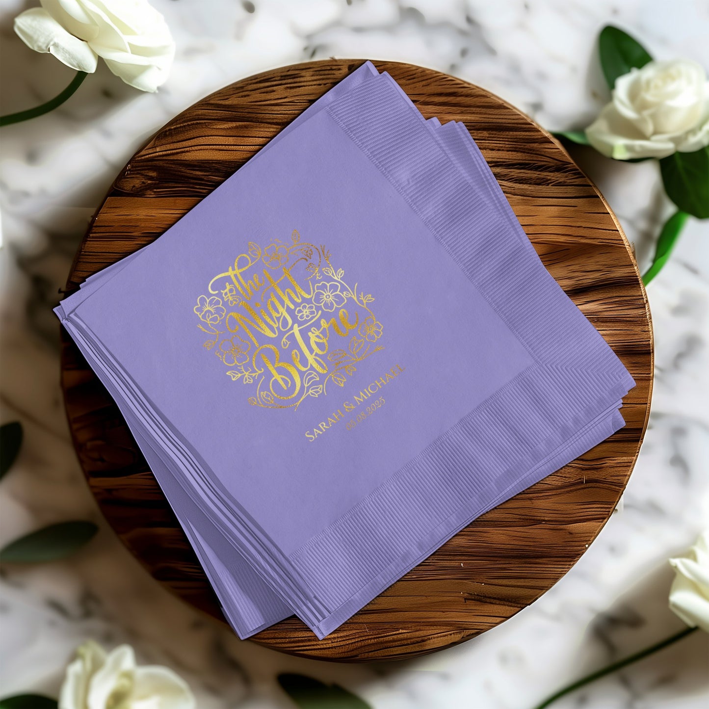 Elegant Purple Wedding The Night Before Napkin product type