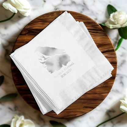 Personalized Wedding Date Embossed White Napkin product