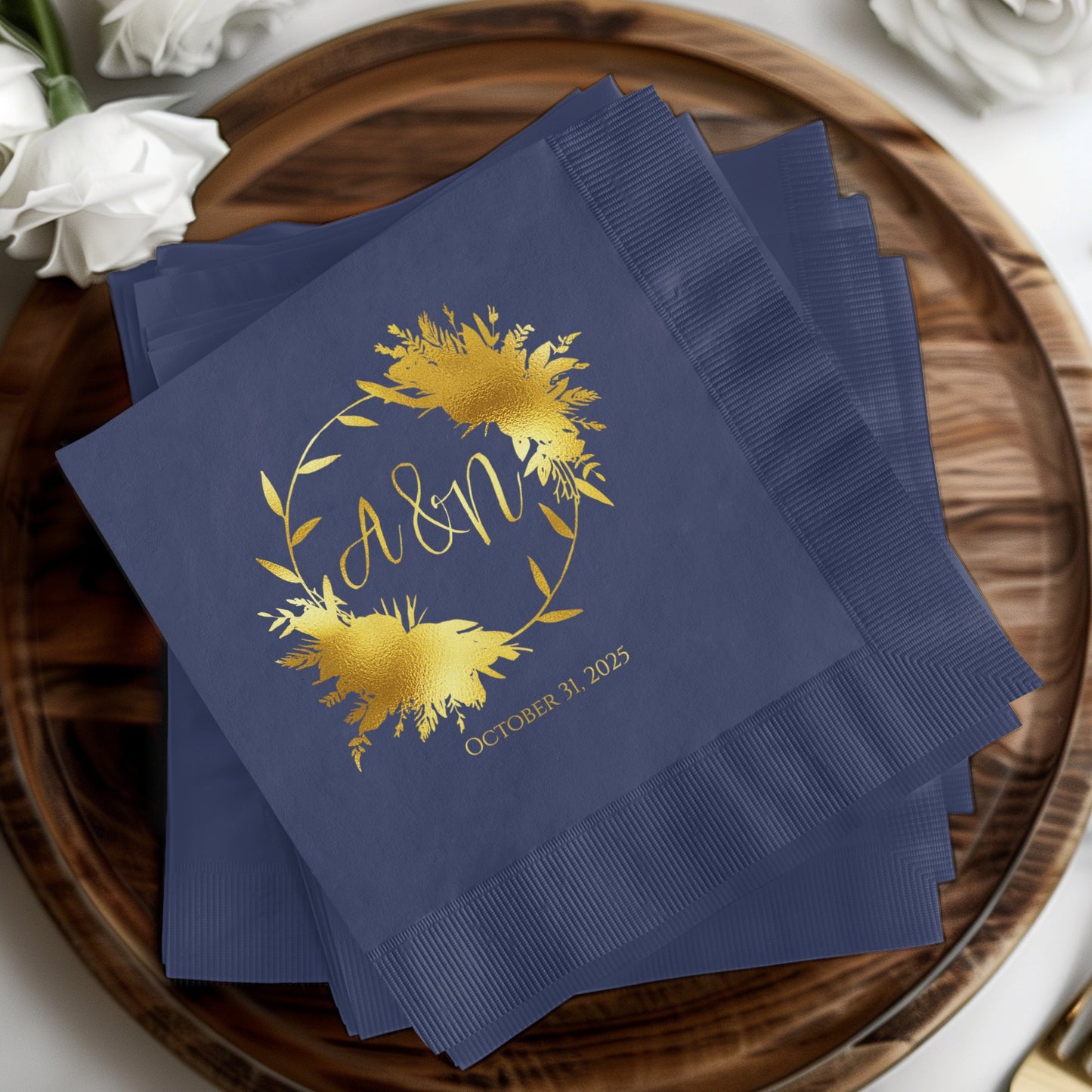Elegant Personalized Blue October 31 2023 Napkins product type