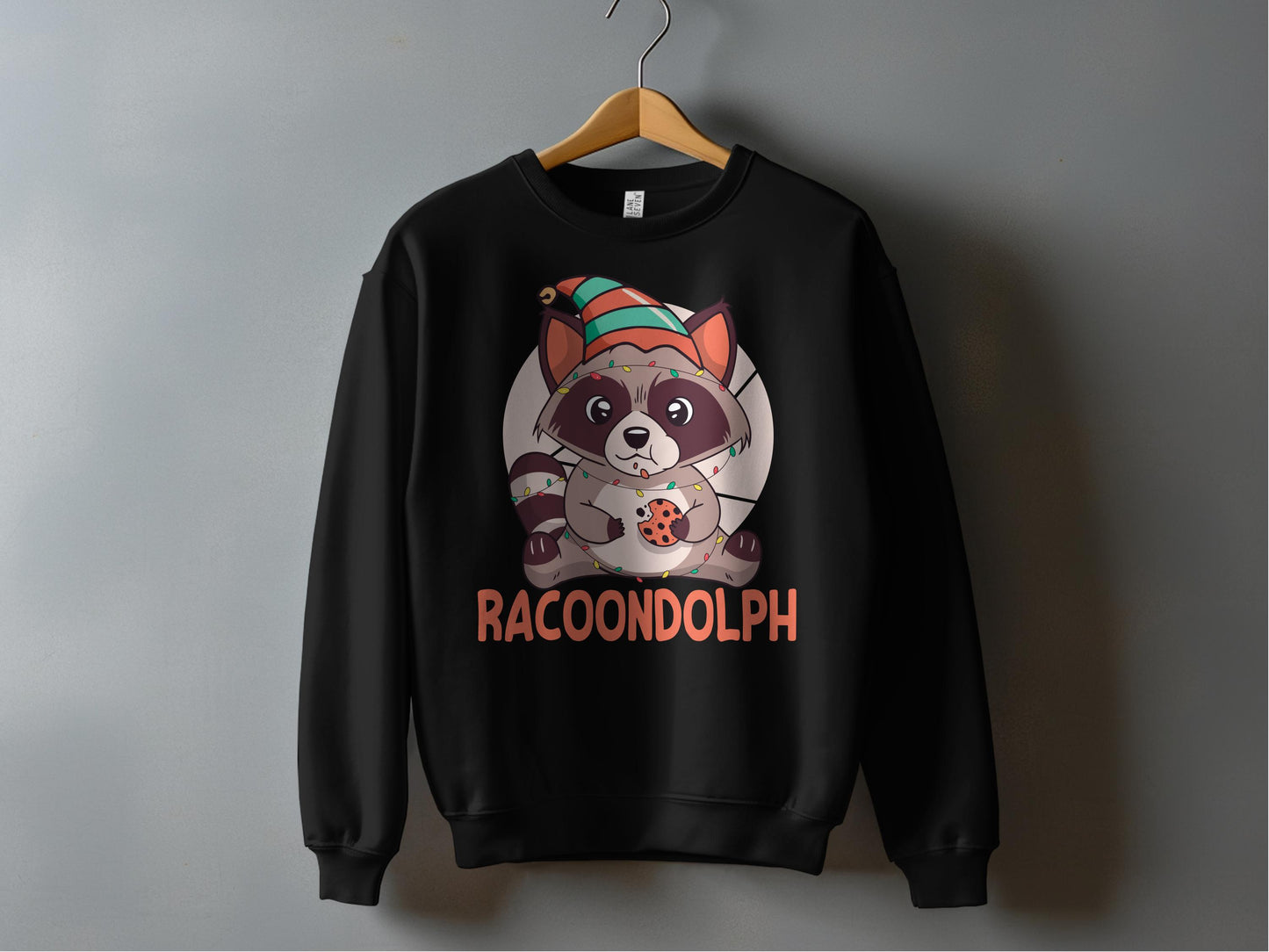 Racoondolph Christmas Design Black Unisex Sweatshirt product type