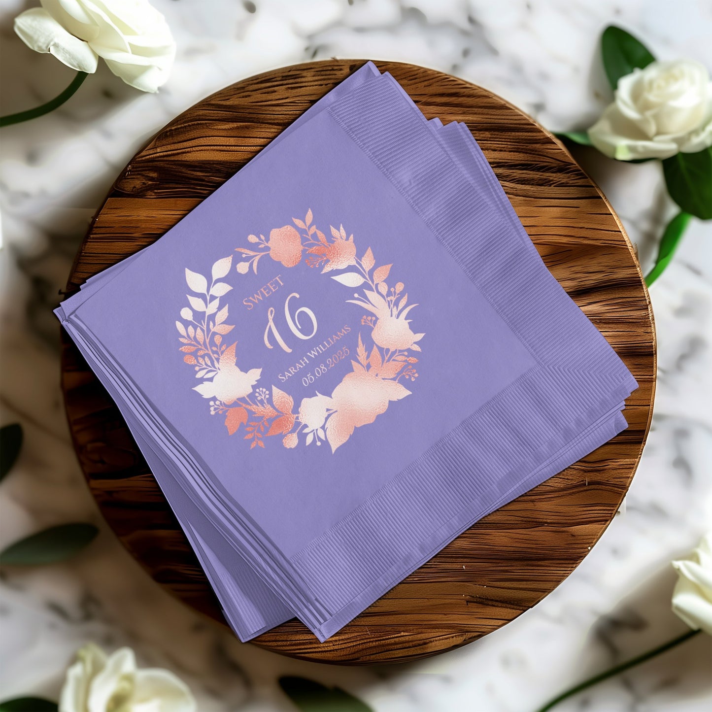 Elegant Custom Printed Sweet 16 Birthday Party Napkins product