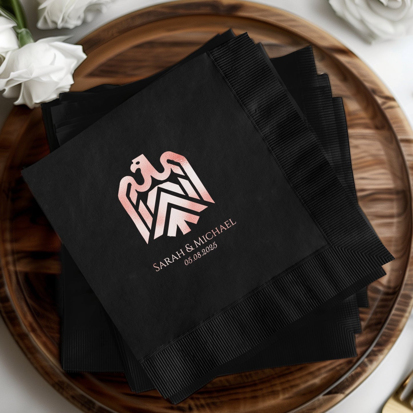 Personalized Black Wedding Napkins Special Event Product
