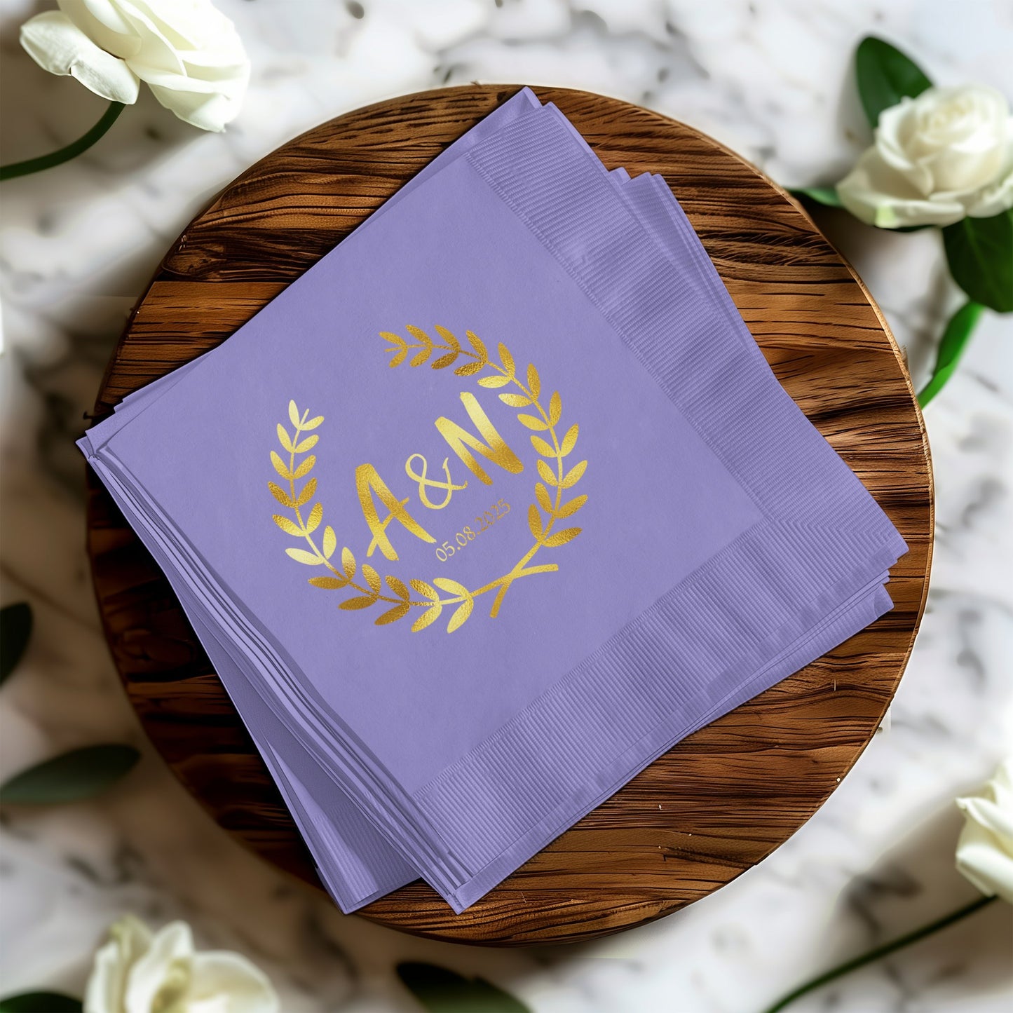 Elegant Personalized Wedding Date Monogram Napkin product