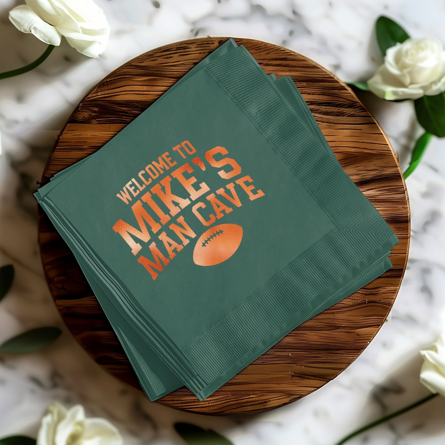 Welcome to Mike's Man Cave Football Napkins product type