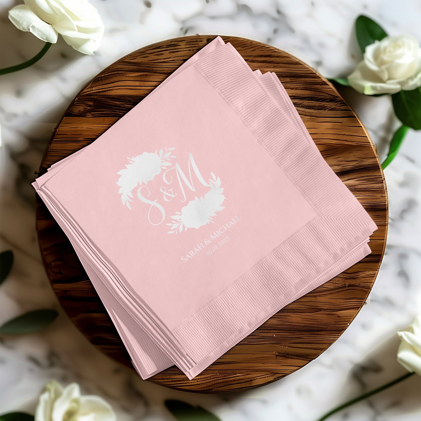 Personalized Pink Wedding Napkin Pack product type