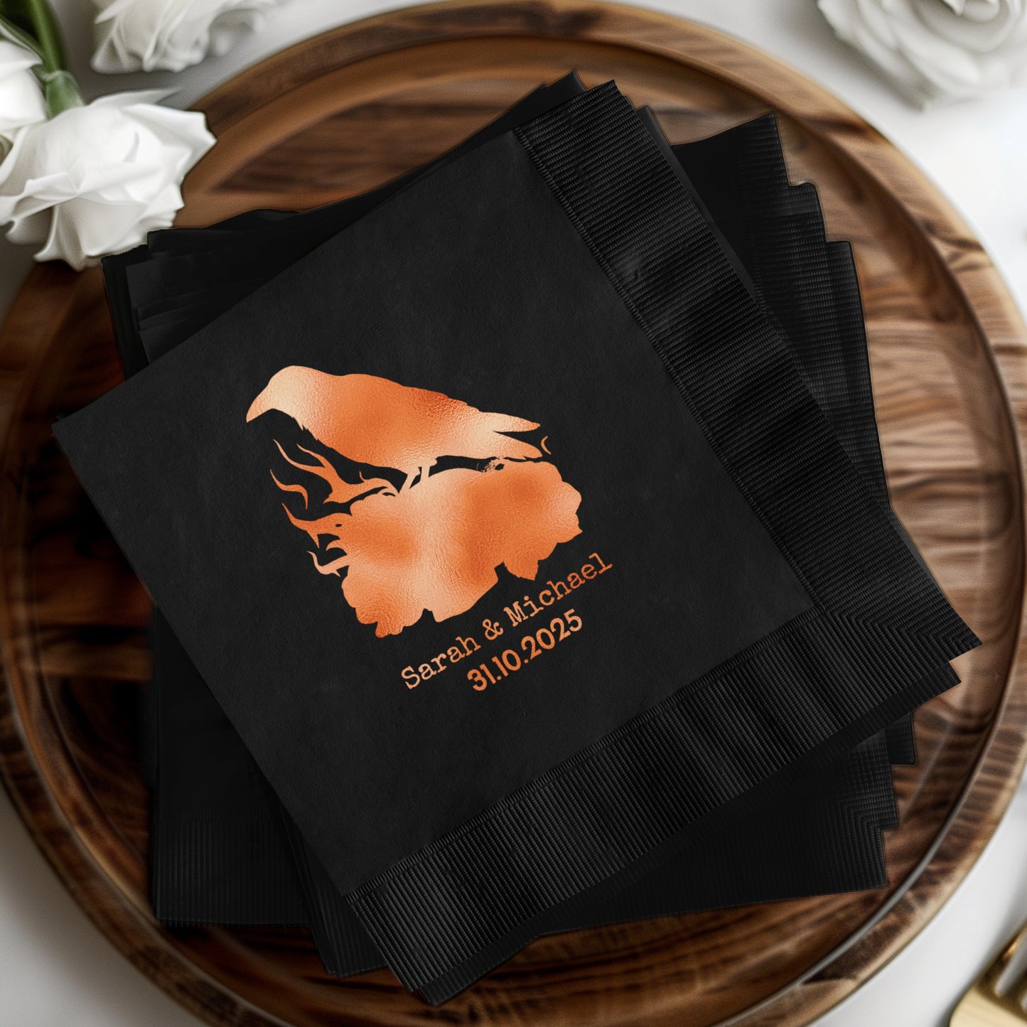 Personalized Wedding Date Black Napkins product type