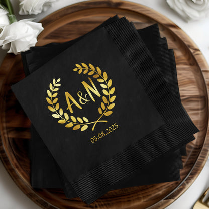 Custom Monogrammed Black Party Napkin Product